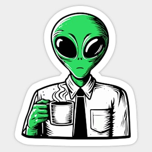 Alien And Coffee - Employee Sticker